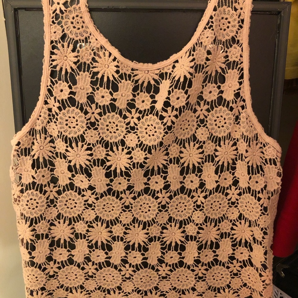 see through pink flower crop top